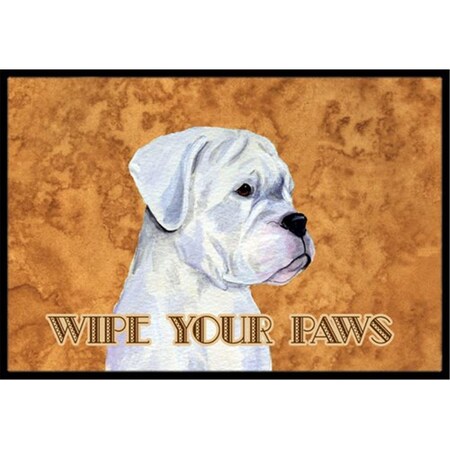 Carolines Treasures 18 X 27 In. White Boxer Wipe Your Paws Indoor Or Outdoor Mat CA74619